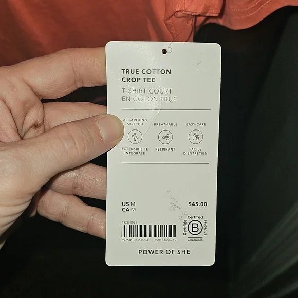 Athleta Nwts Womens True Cotton Crop Tee!! Sz Medium! - Picture 5 of 7